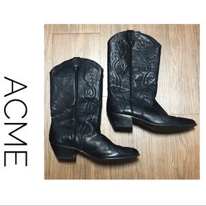 Acme Western Cowboy Boots Black